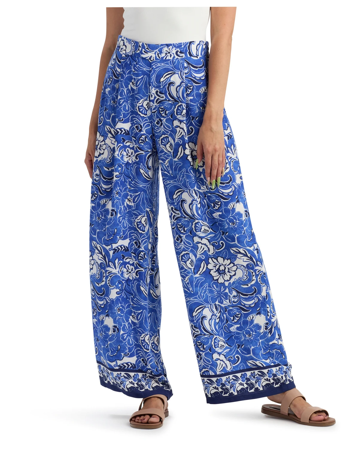 Juniors' Resort Print Wide Leg Pants