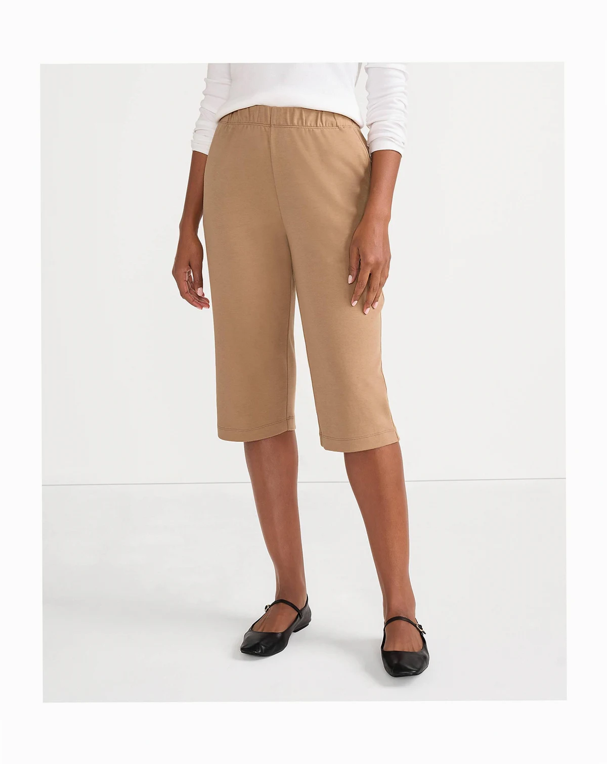 Women's Sport Knit High Rise Elastic Waist Capri Pants