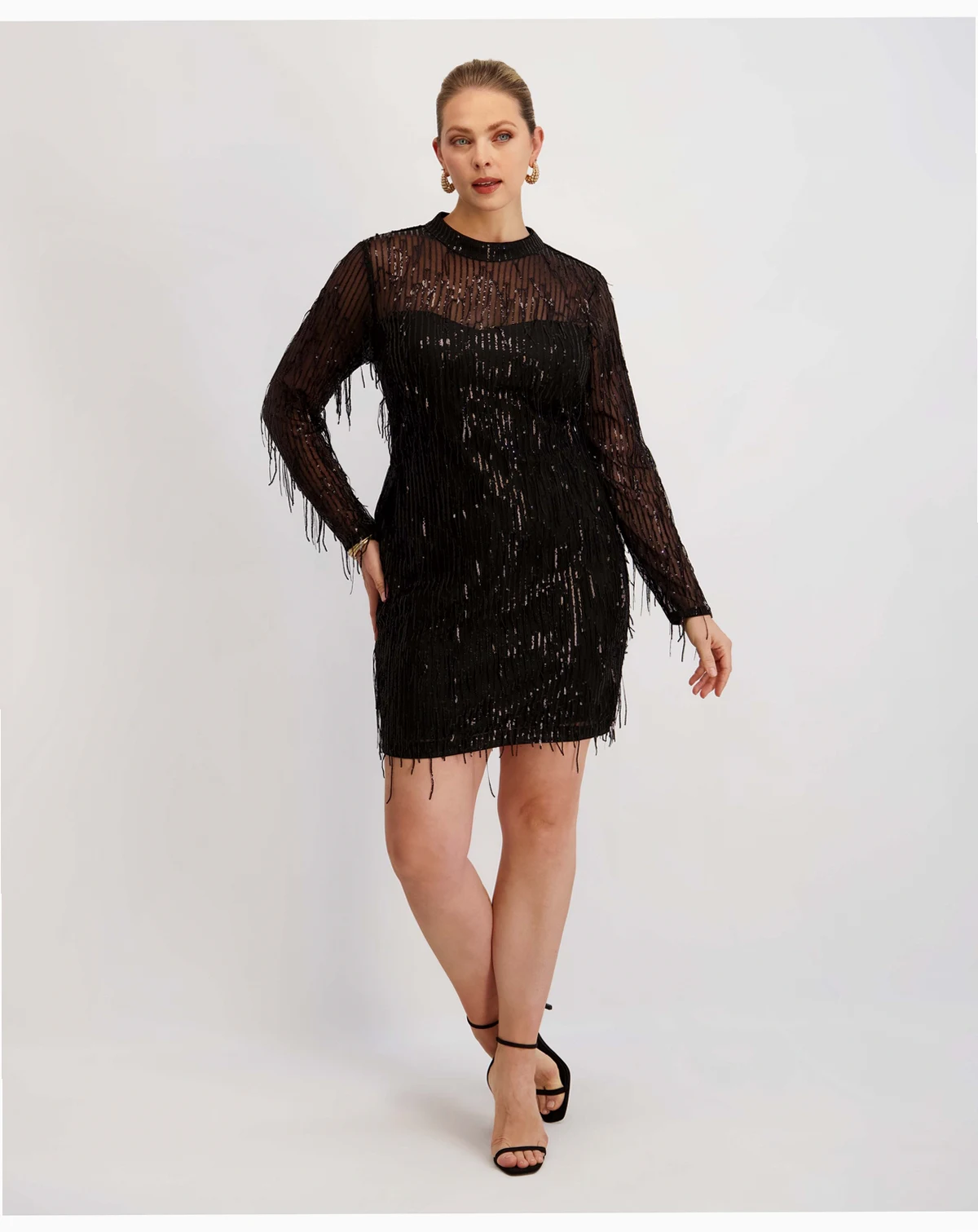 Plus Size Sequin Fringe Mini Dress