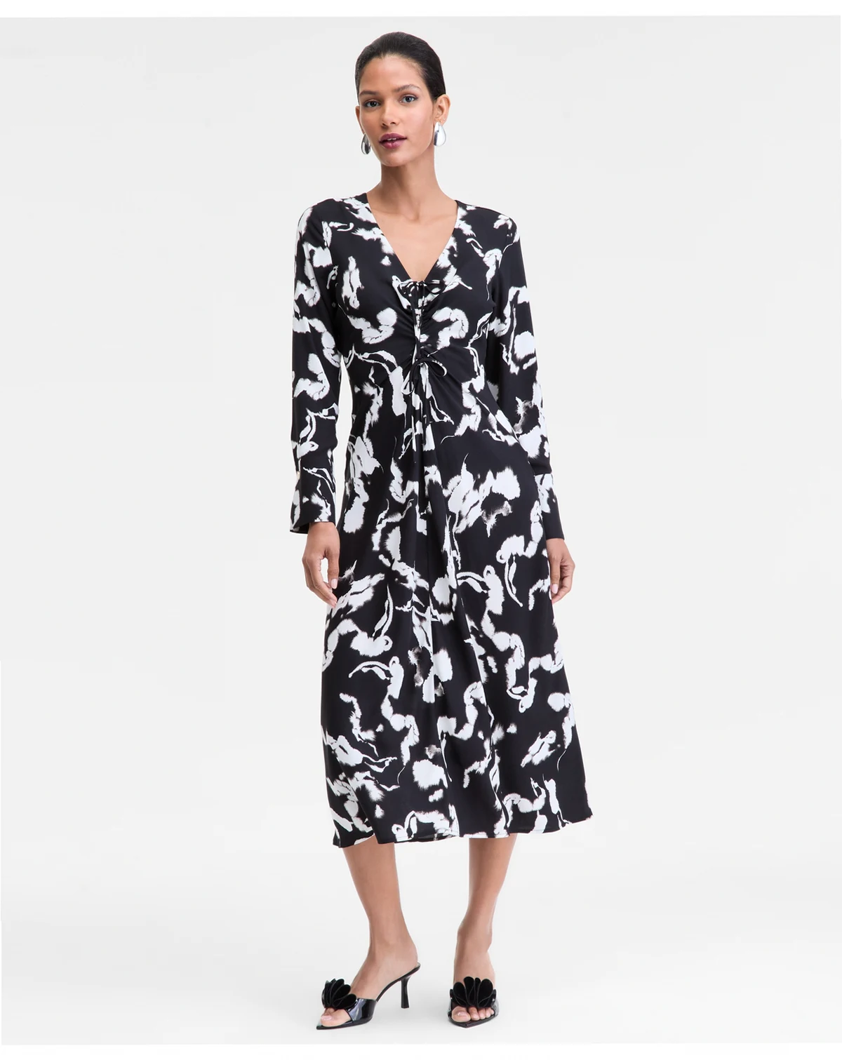 Women's Drawstring-Front V-Neck Midi Dress, Macy's Exclusive