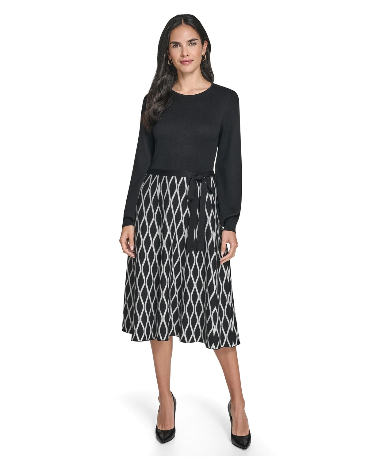 Women's Fit and Flare Midi Sweater Dress