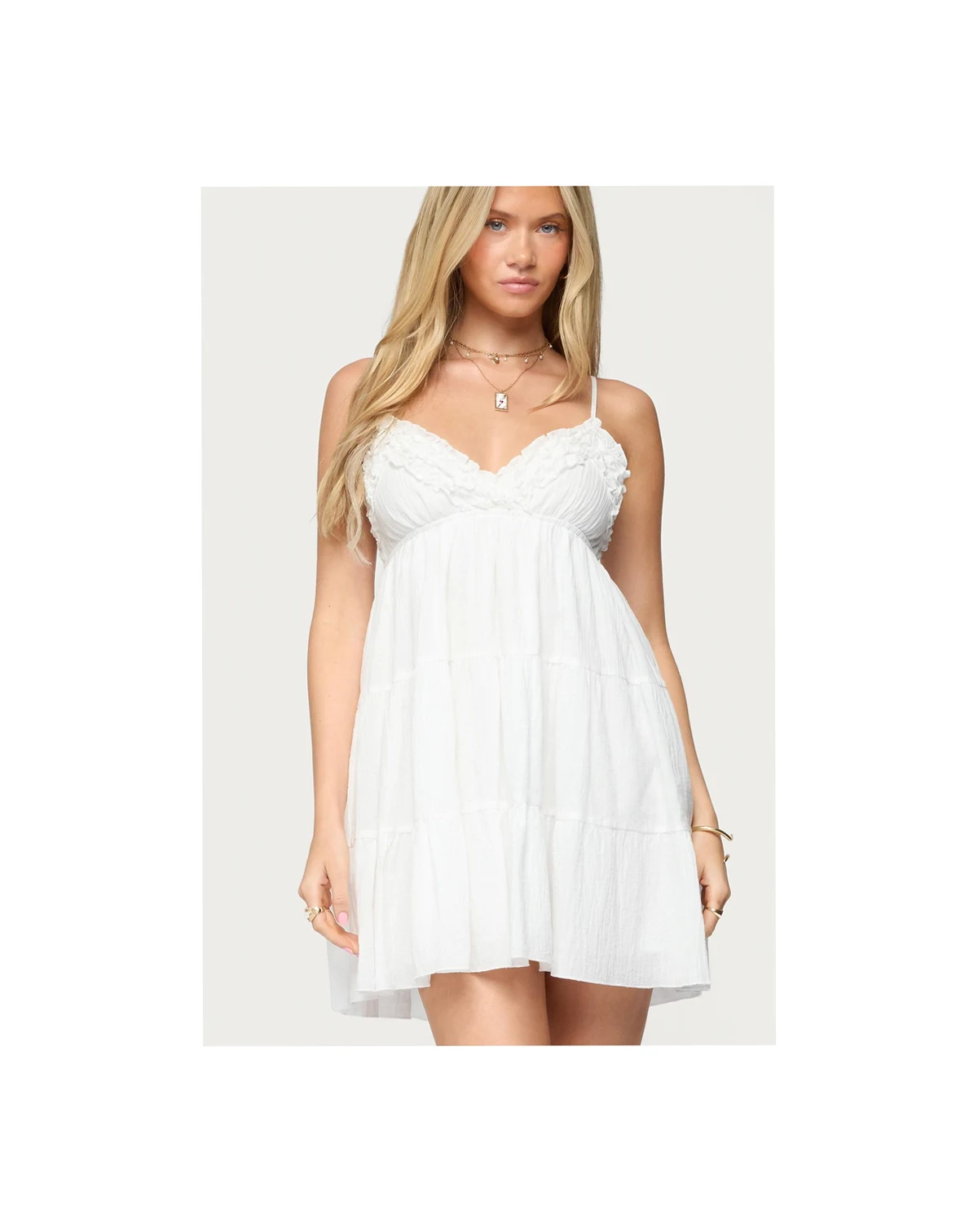 Womens Bianca Ruffle Tiered Babydoll Dress
