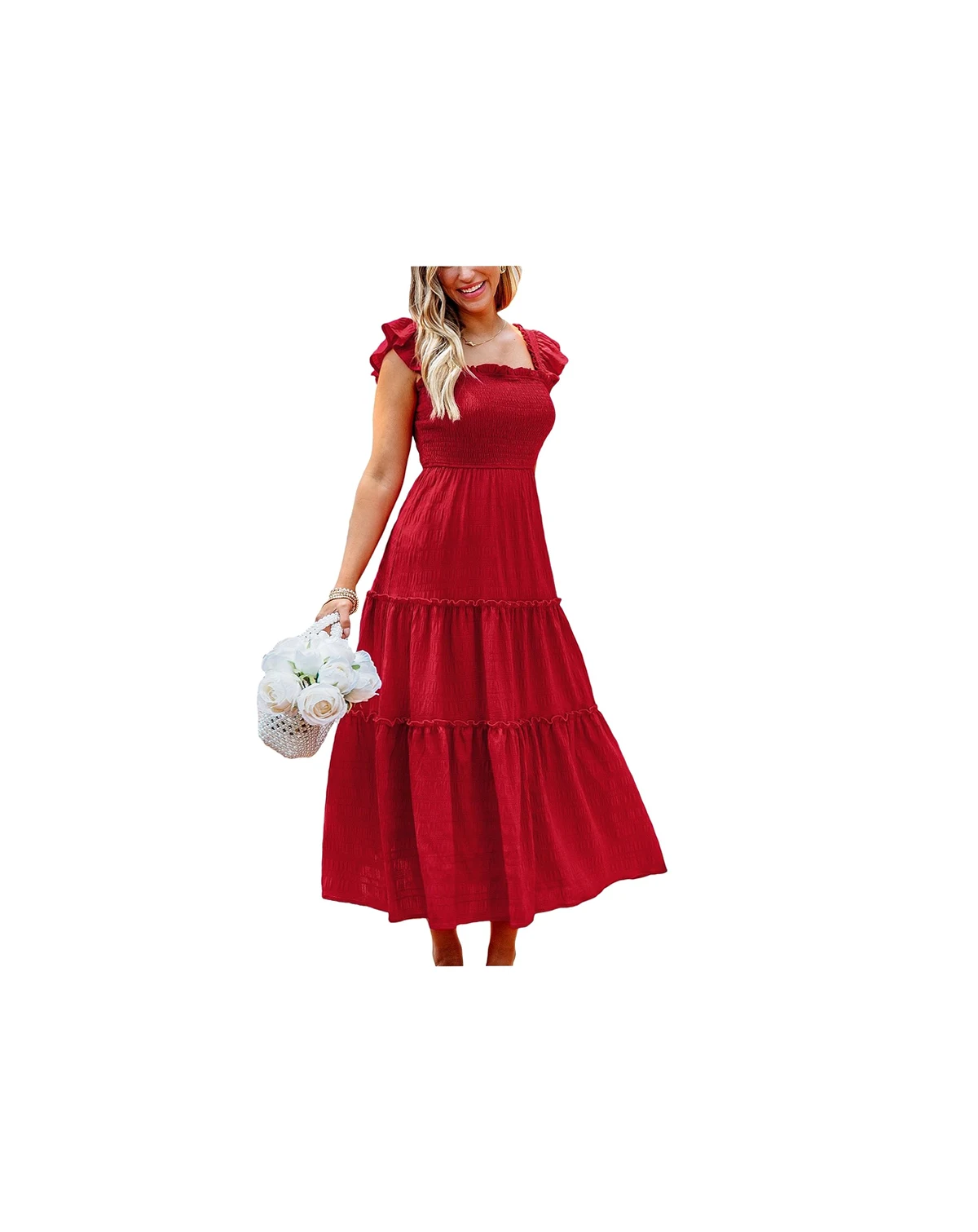 Women's Spiced Cherry Red Midi Beach Dress