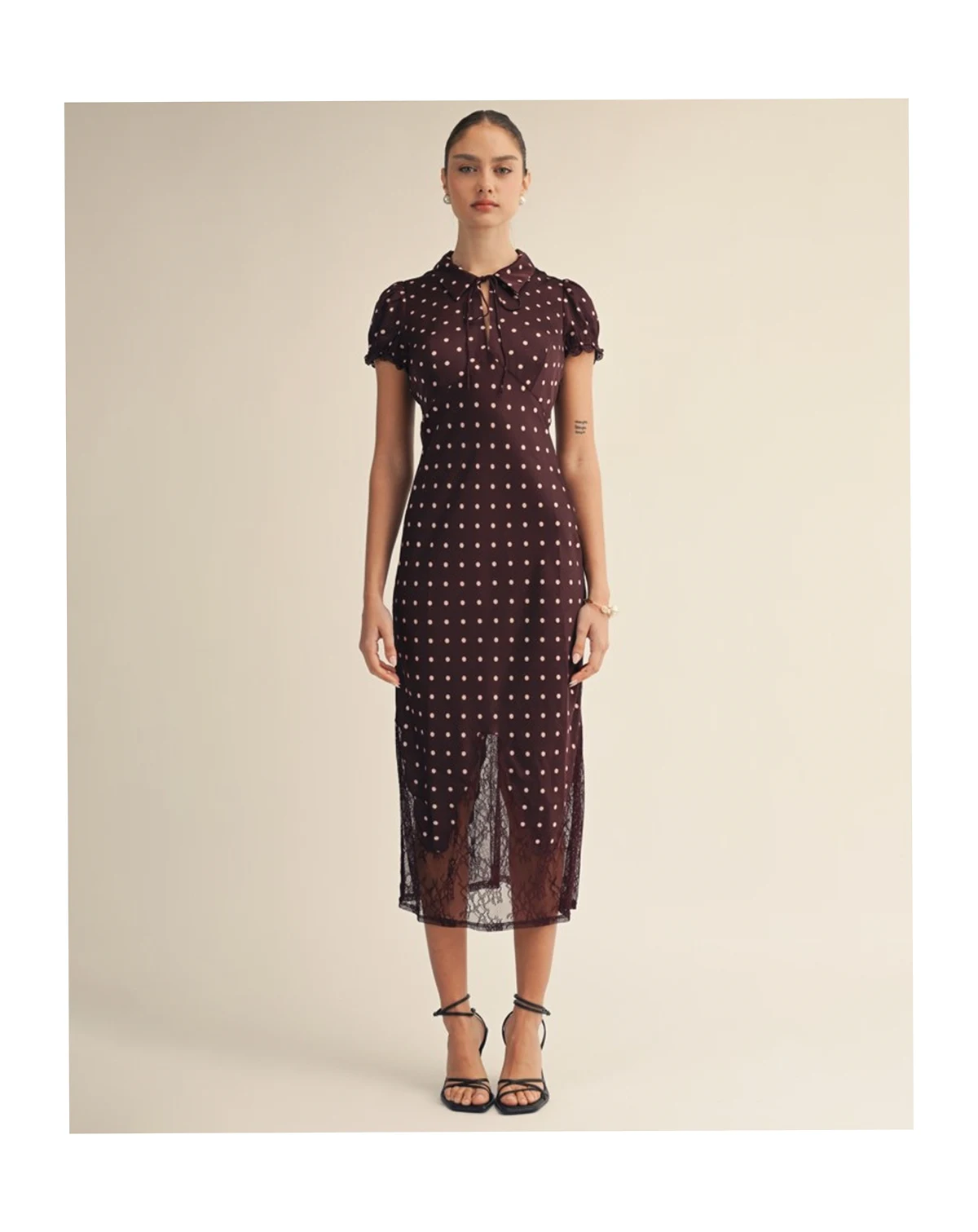 Women's Nerina Collared Lace Design Midi Dress