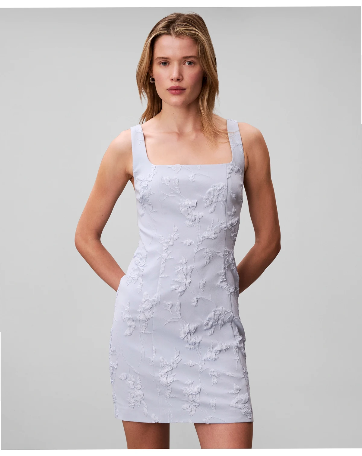 Women's Floral Square Neck Mini Dress
