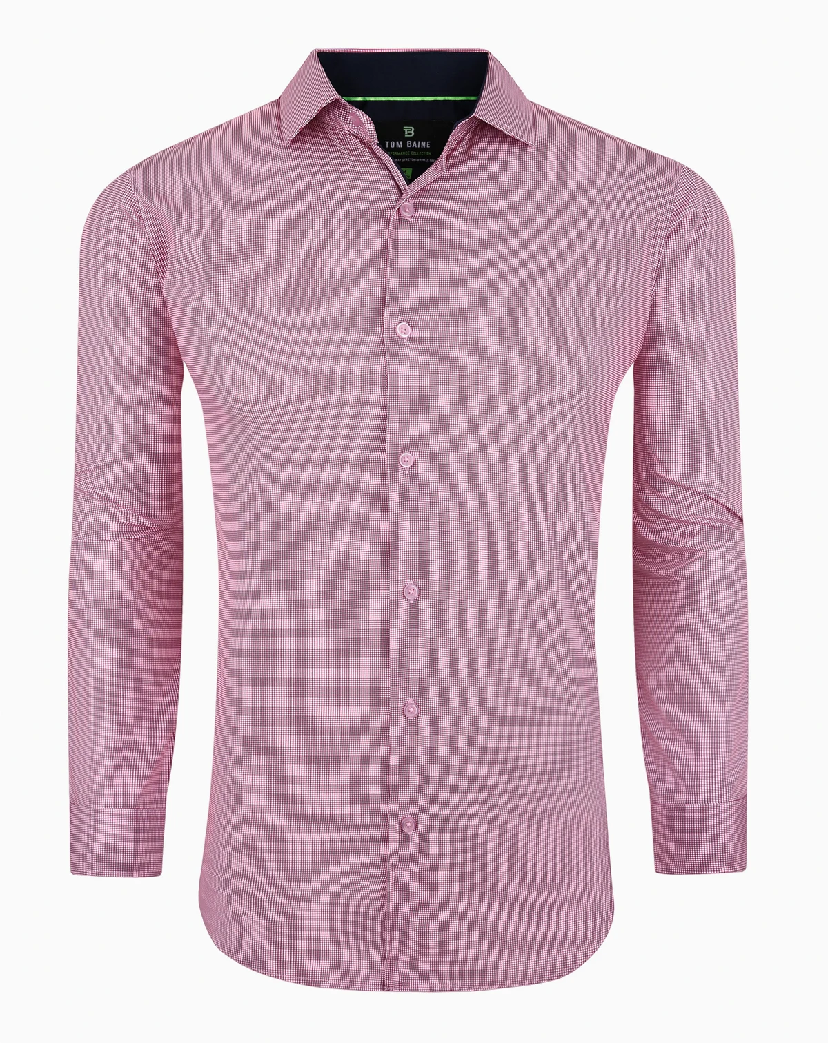 Men's Performance Stretch Mini Plaid Button Down Dress Shirt