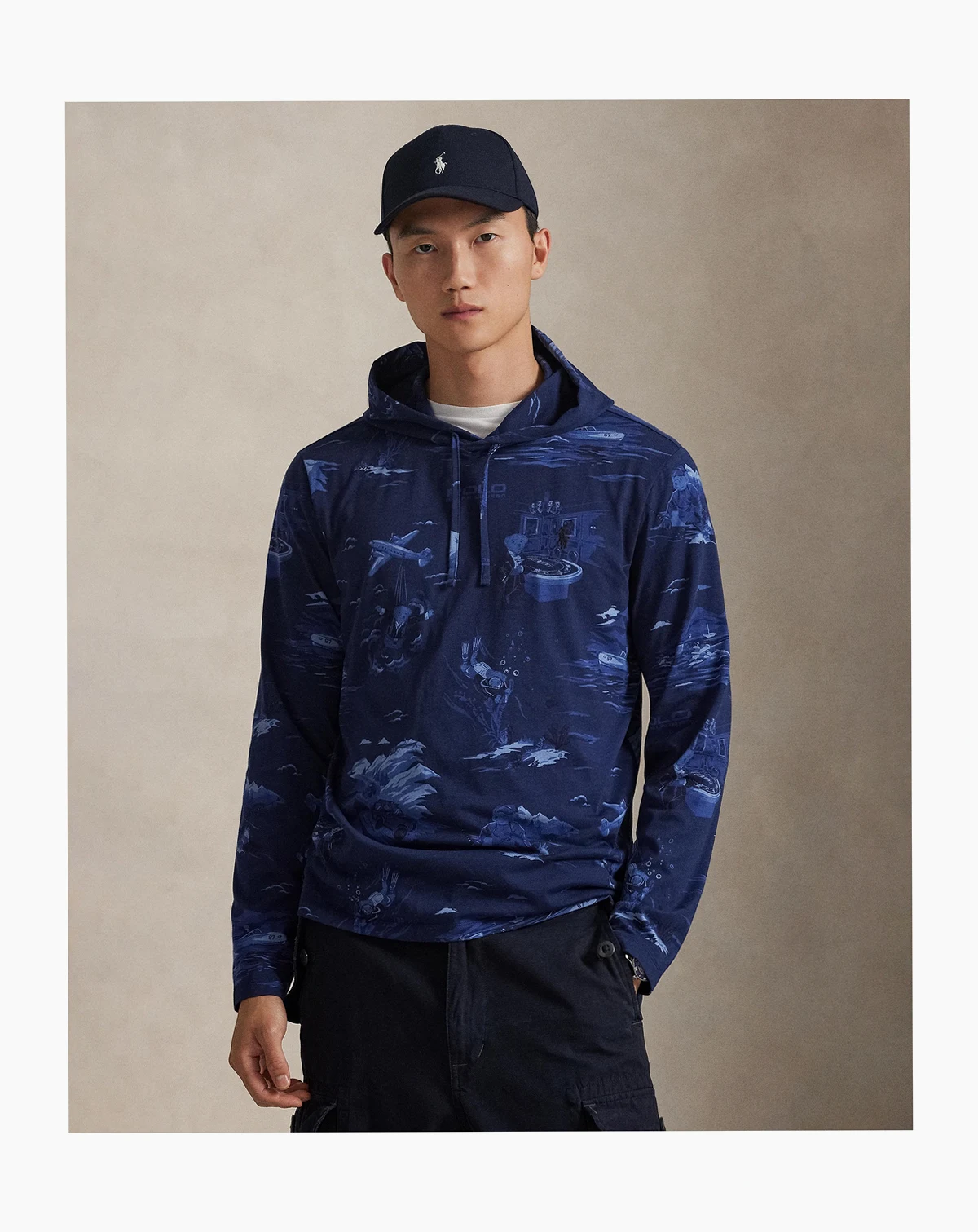 Men's Long-Sleeve Animated Hooded T-Shirt