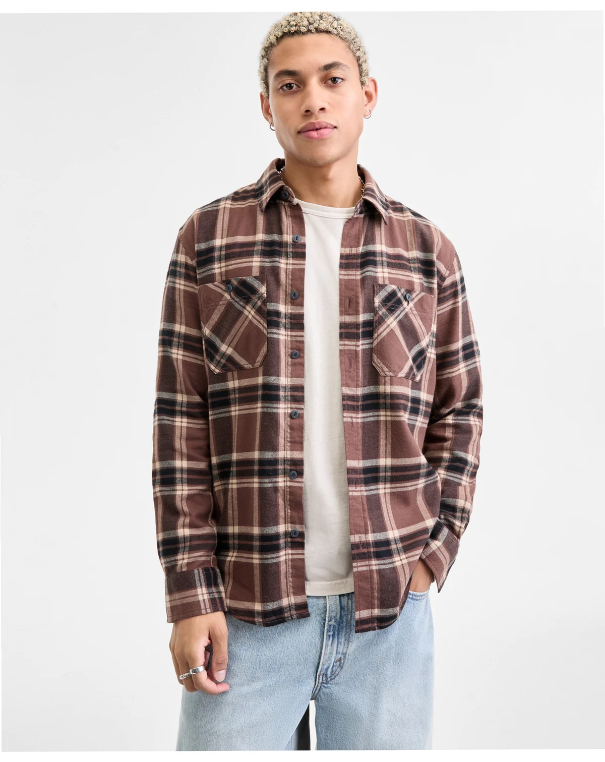 Men's Anthony Long-Sleeve Cotton Flannel Plaid Shirt, Macy's Exclusive