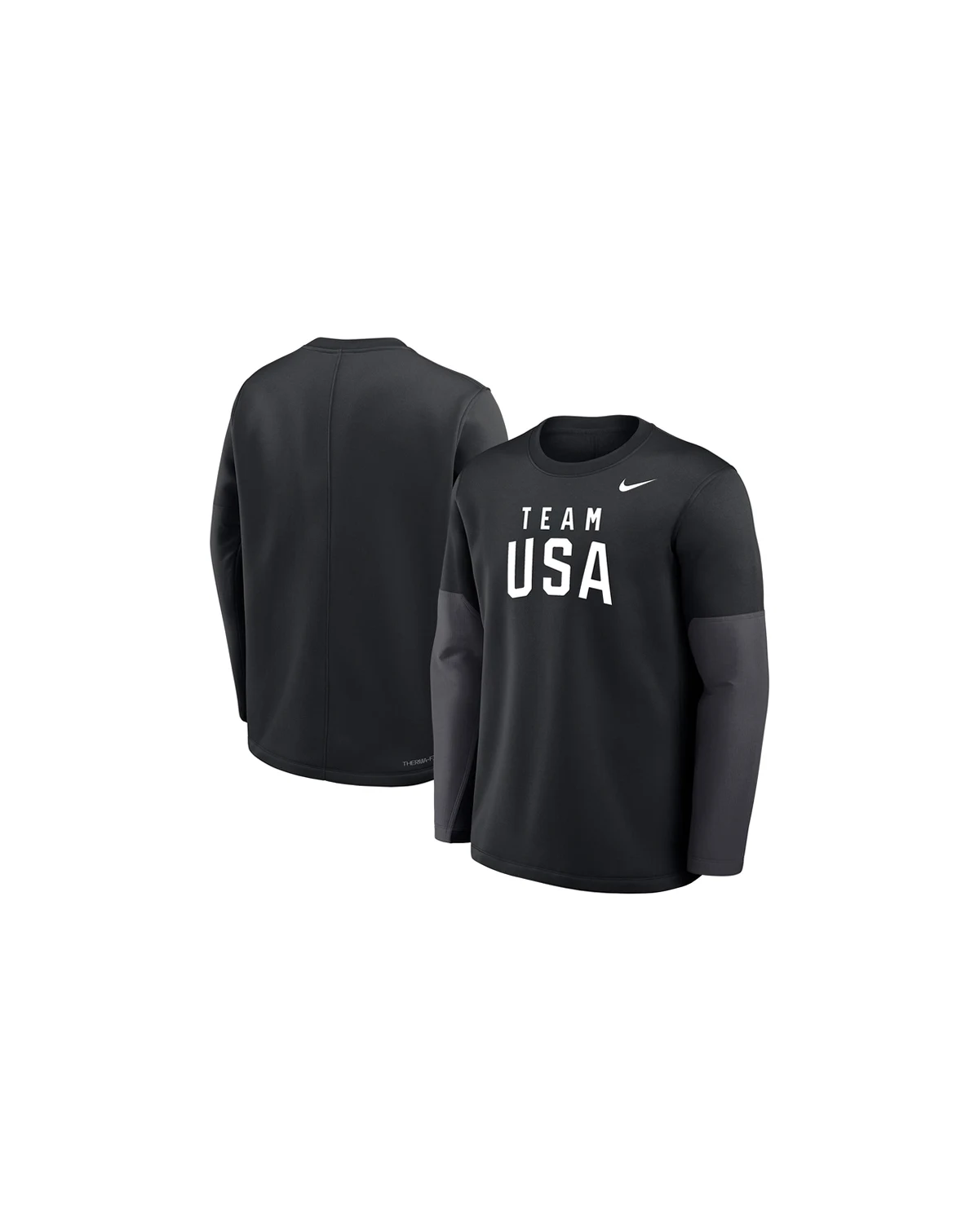 Men's Black Team USA Coaches Therma-FIT Long Sleeve T-Shirt