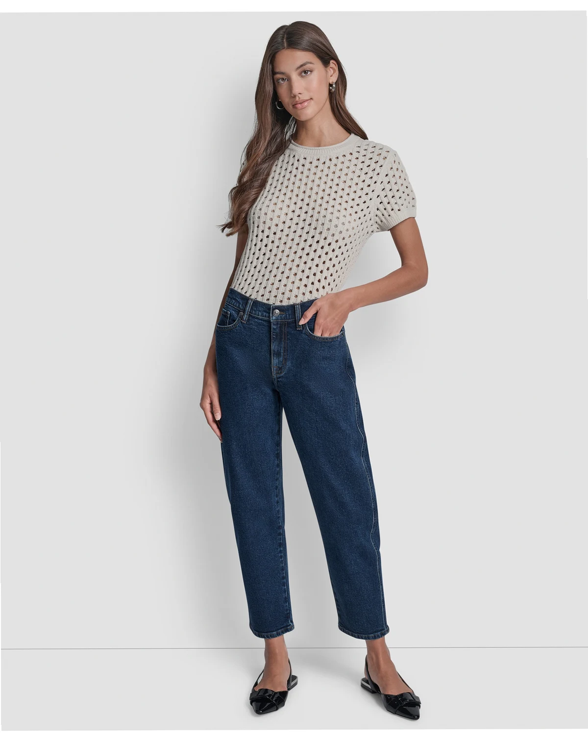 Petite Mid-Rise Barrel-Leg Jeans