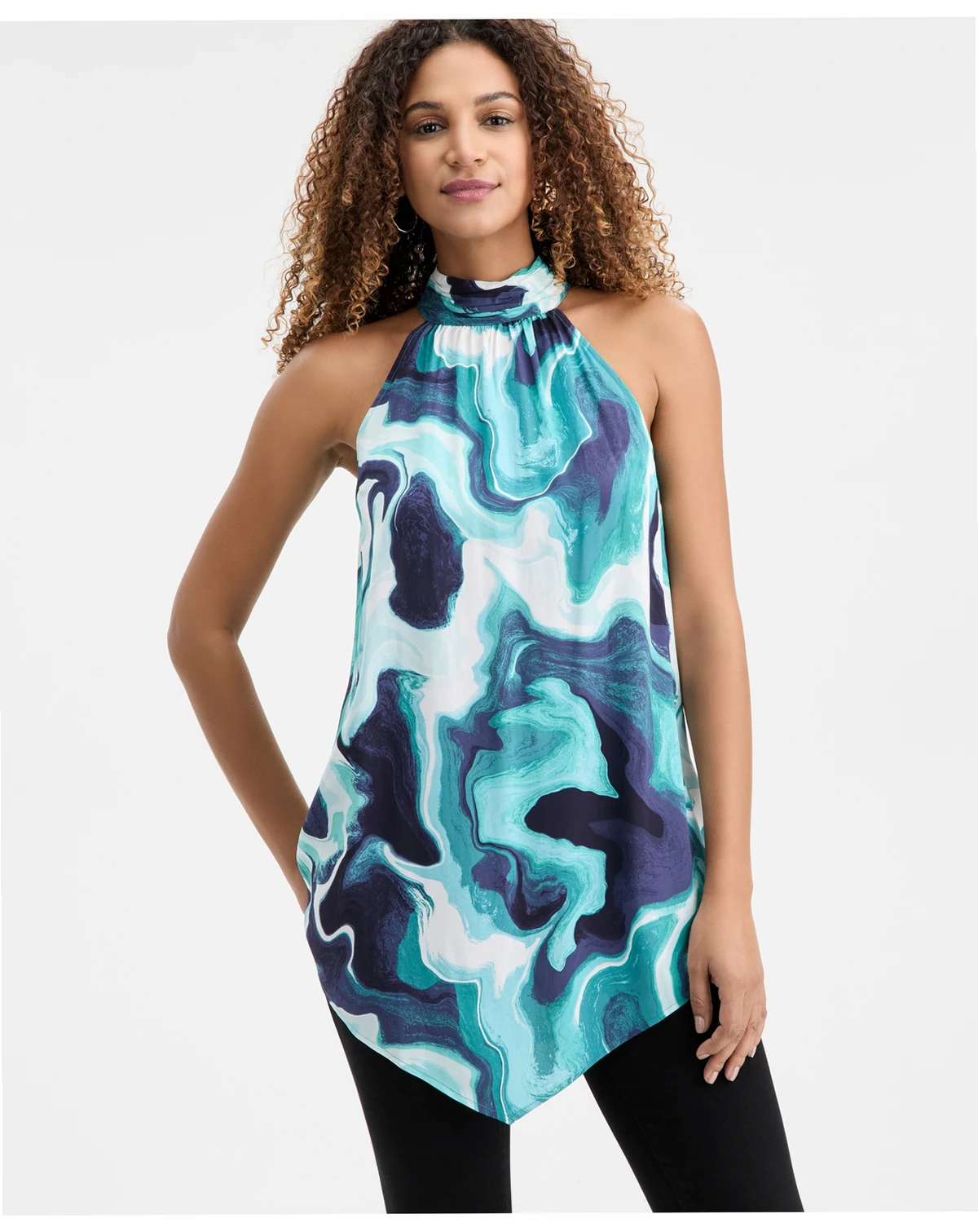 Women's Printed Point-Hem Halter Top, Macy's Exclusive
