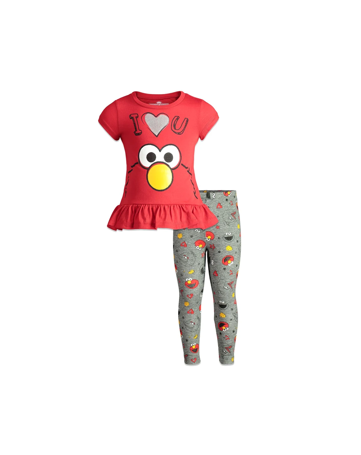 Toddler Girls Elmo Bird Cookie Monster T-Shirt and Leggings Outfit Set Toddler|Child