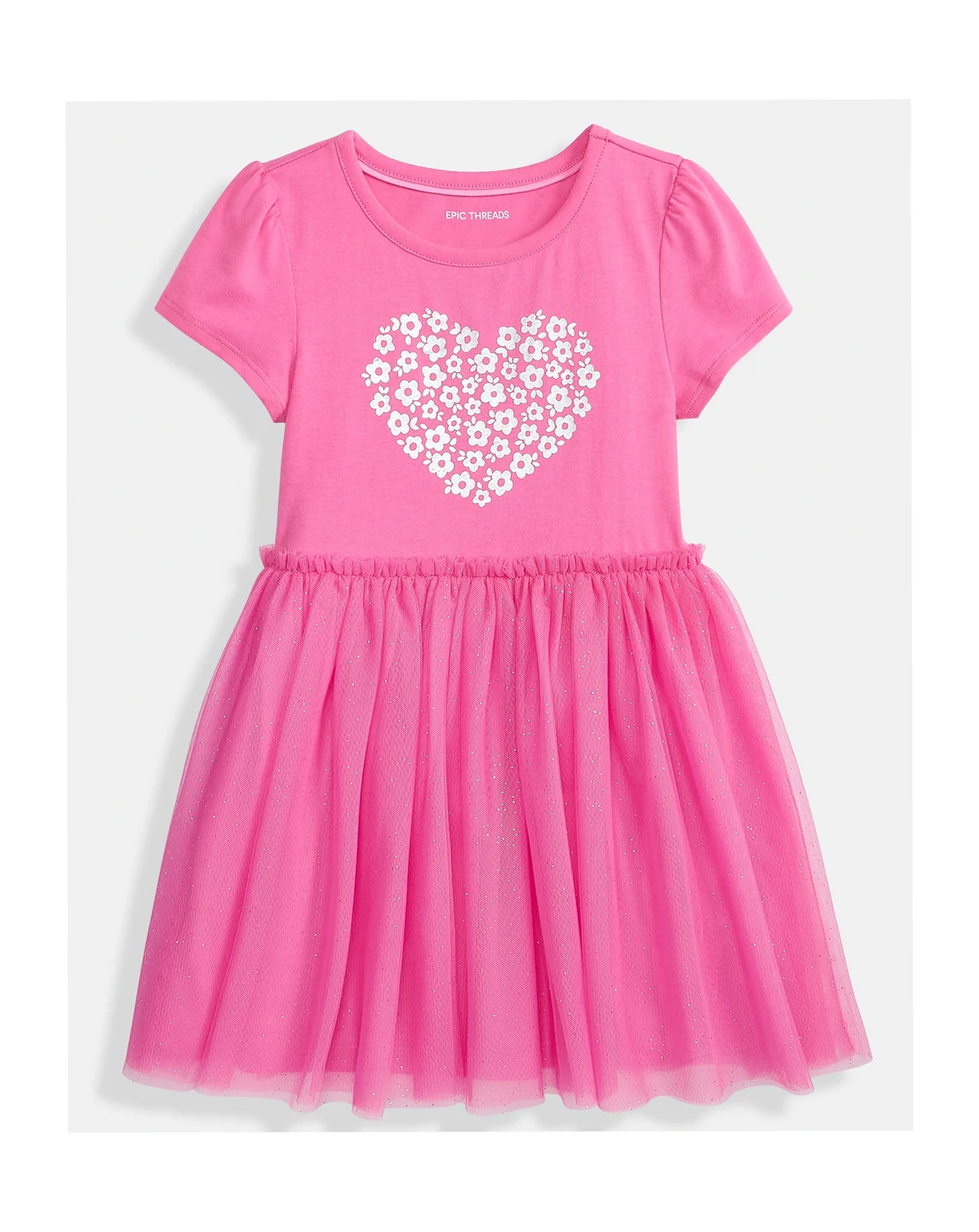 Girls Toddler 2T-4T Glitter Heart Short-Sleeve Tutu Dress, Macy's Exclusive