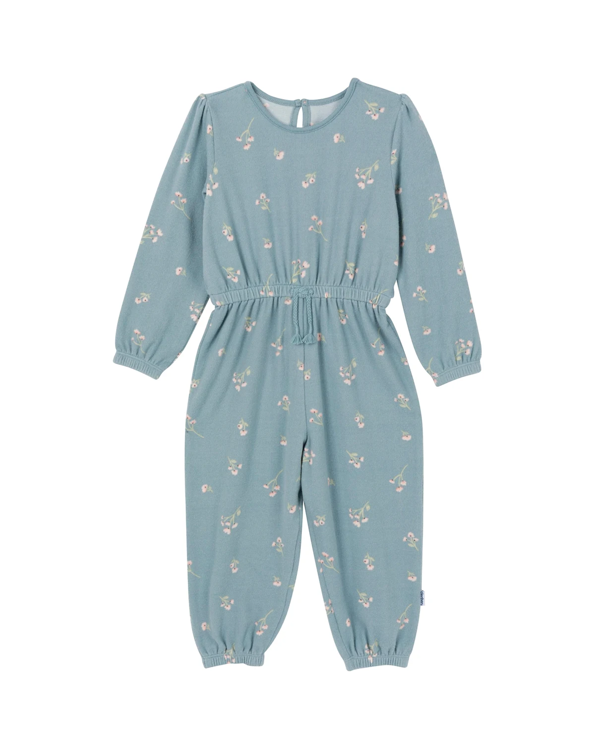 Baby Girls Soft Hacci Long Sleeve Floral Jumpsuit