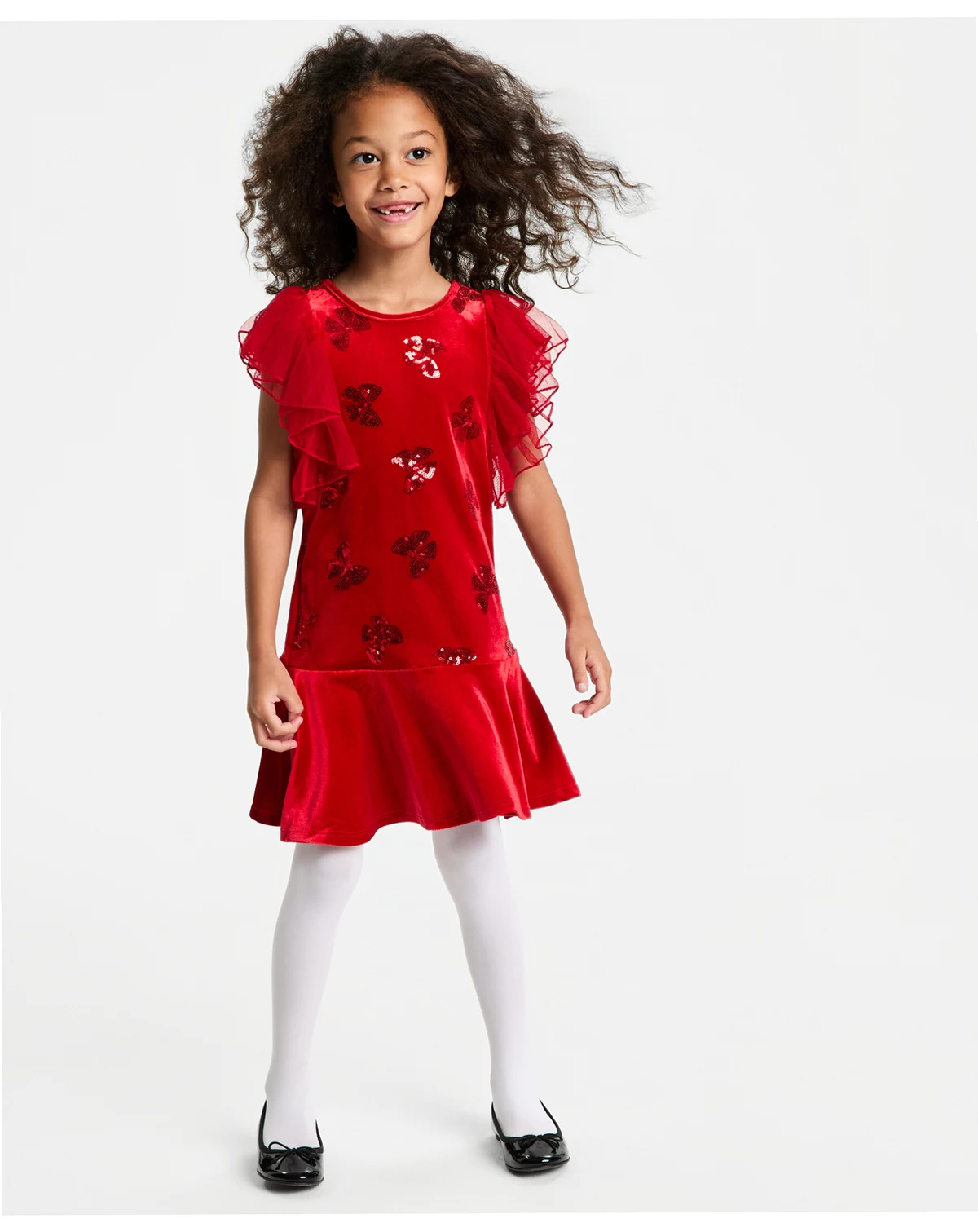 Girls' 2T-6X Flutter Sleeve Dress