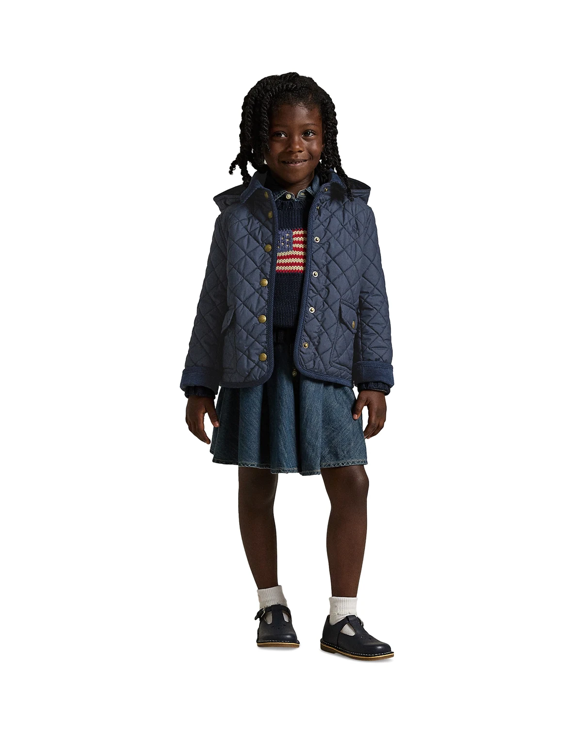 Toddler and Little Girls Quilted Water-Repellent Barn Jacket