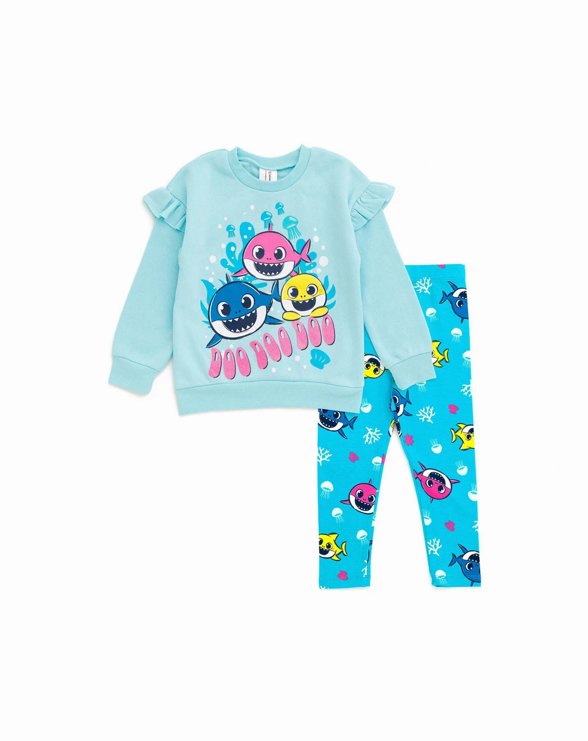 Toddler Girls Pinkfong Shark Pullover Fleece Sweatshirt and Pants Outfit Set
