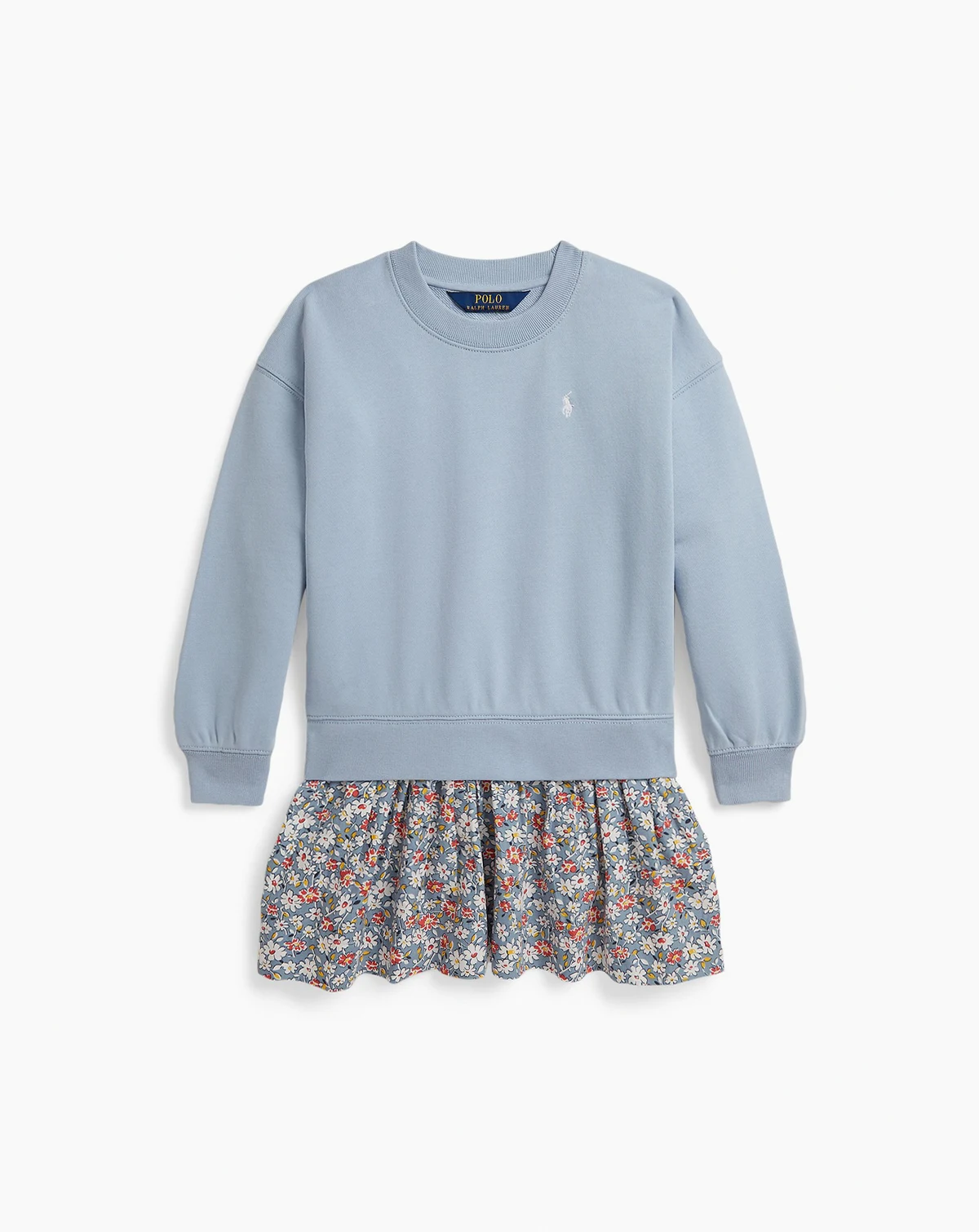 Girls' 2T-6X Floral-Skirt French Terry Dress