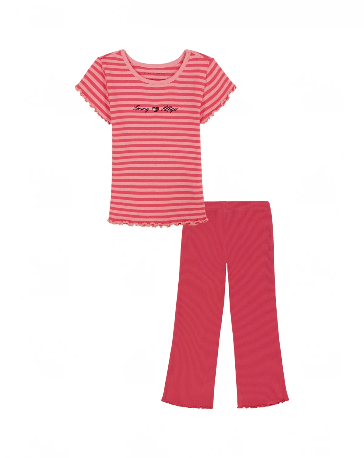 Girls' Toddler 2T–4T Striped T-Shirt and Ribbed Flare Leggings, 2-Piece Set
