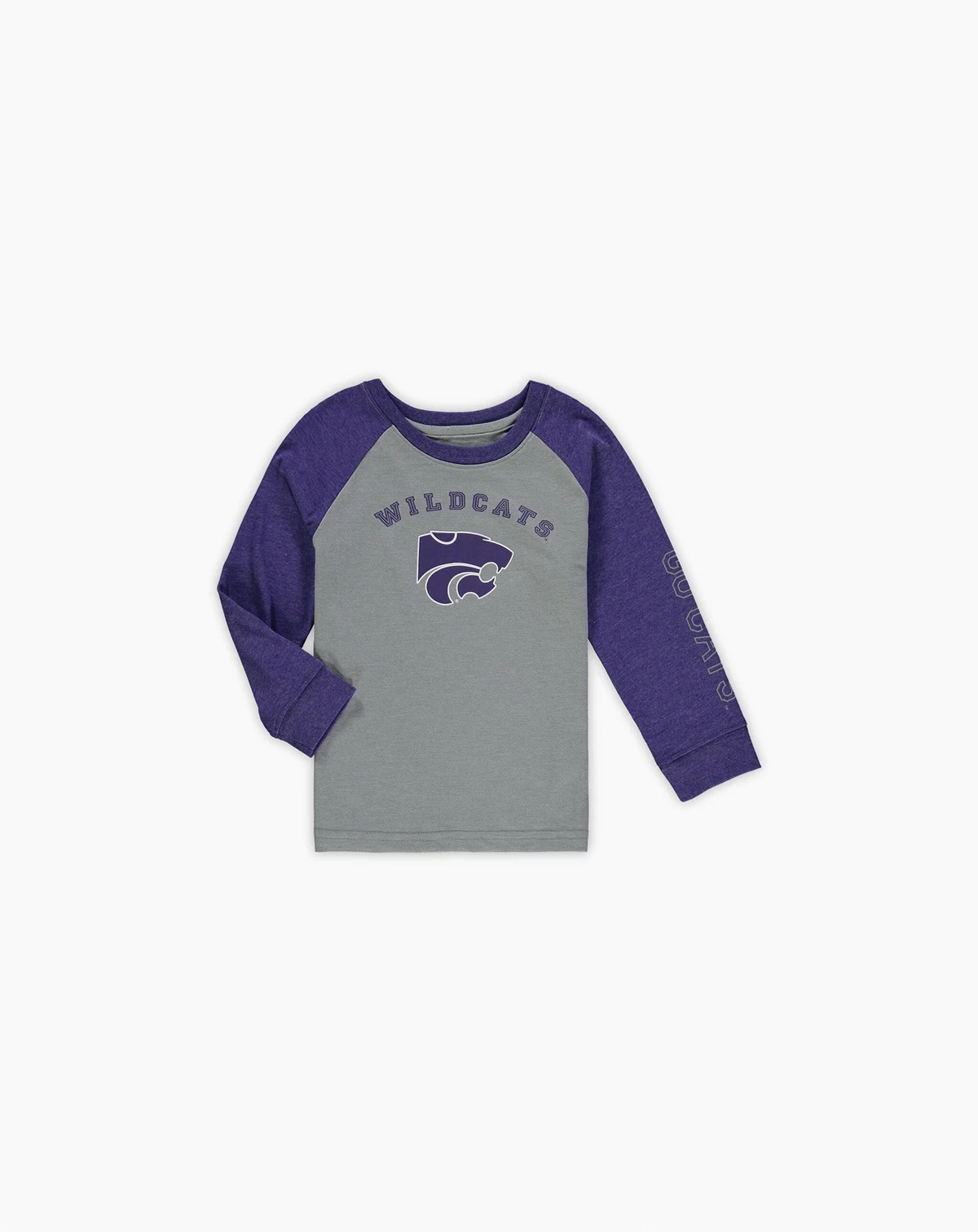 Toddler Boys and Girls Heathered Gray Kansas State Wildcats Long Sleeve Raglan T-shirt