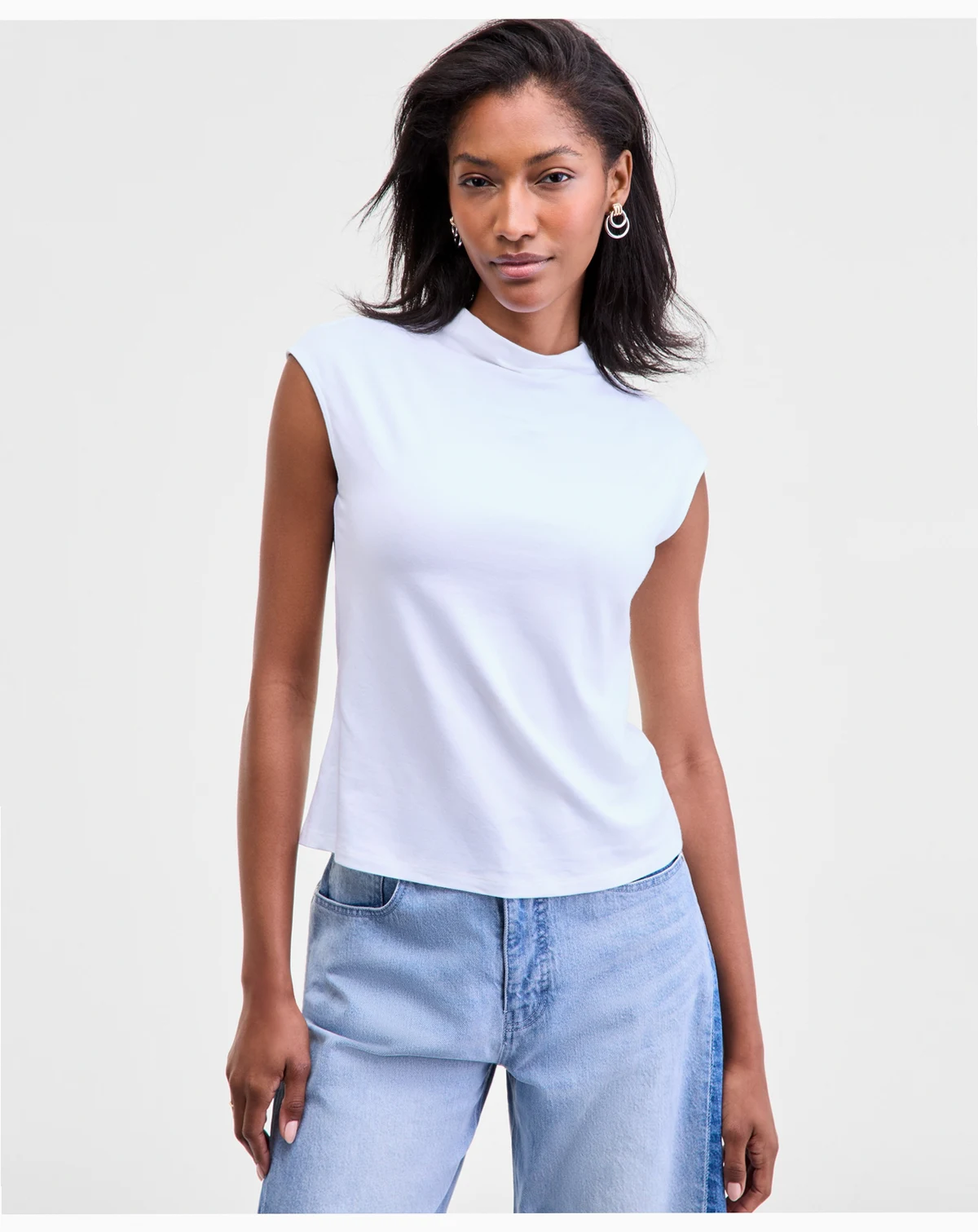 Women's Funnel Neck Sleeveless T-Shirt, Macy's Exclusive