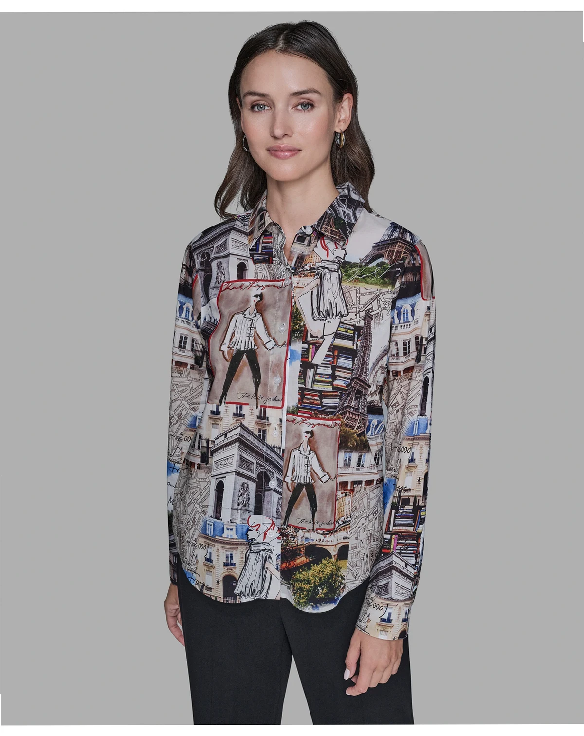 Women's Printed Long-Sleeve Blouse