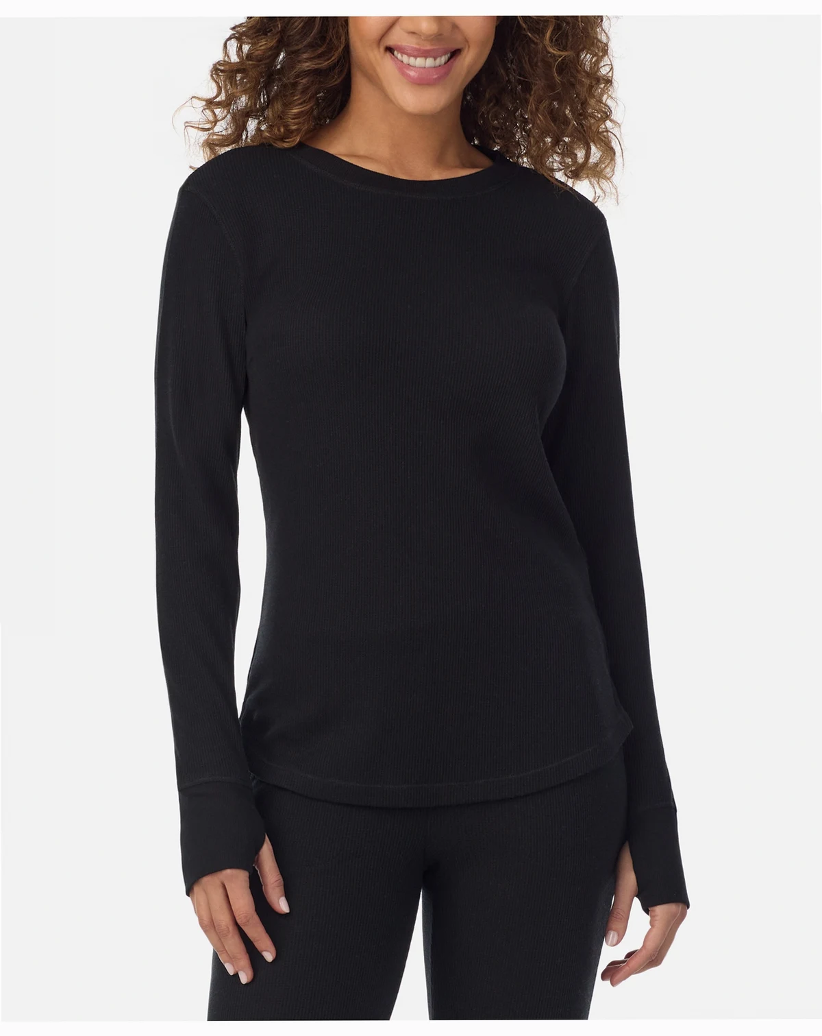 Women's Cozy Stretch Waffle Thermal Long Sleeve Scoop Neck Top