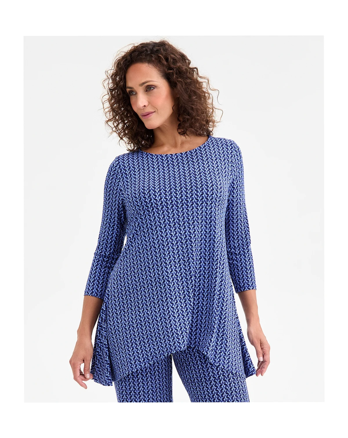 Women's Printed 3/4-Sleeve Knit Top, Exclusively at Macy's