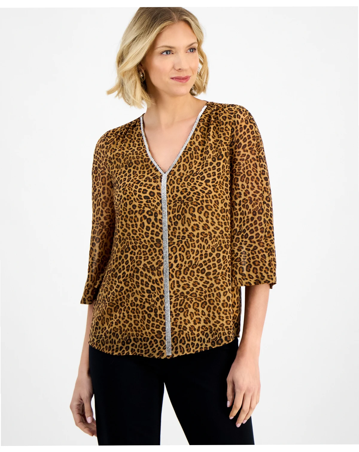 Women's Embellished Printed Blouse, Macy's Exclusive