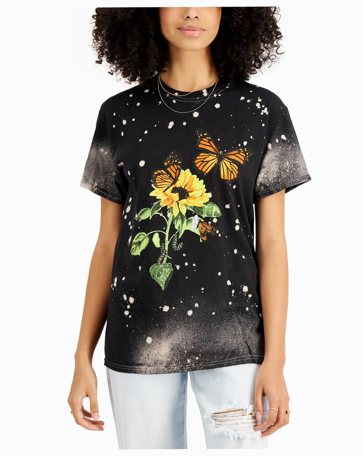 Juniors' Cotton Butterfly-Print T-Shirt