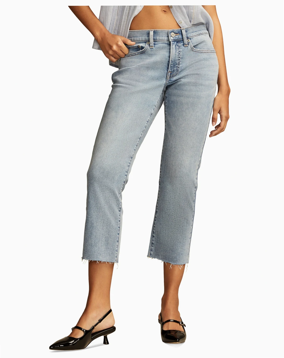 Women's Mid-Rise Sweet Cut-Hem Cropped Denim Jeans