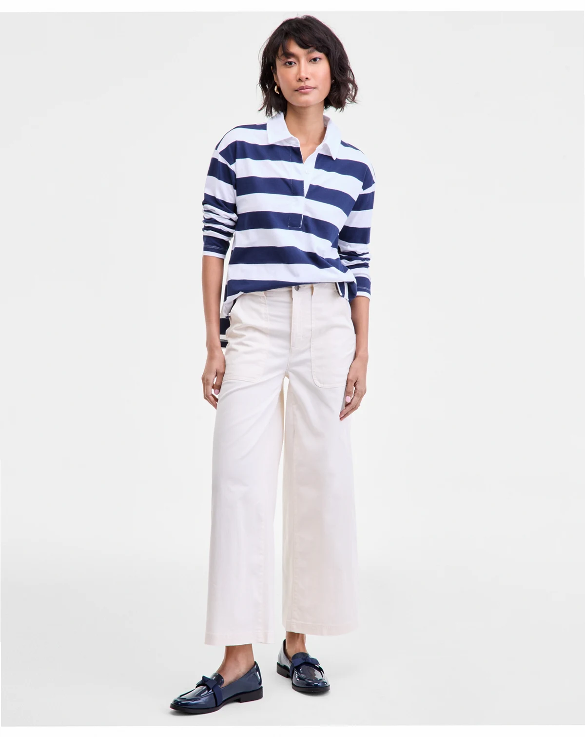 Women's High-Rise Wide-Leg Chino Pants, Macy's Exclusive