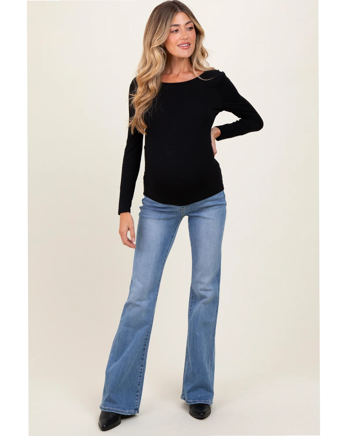 Maternity Light Blue Vintage Wash Flare Jeans