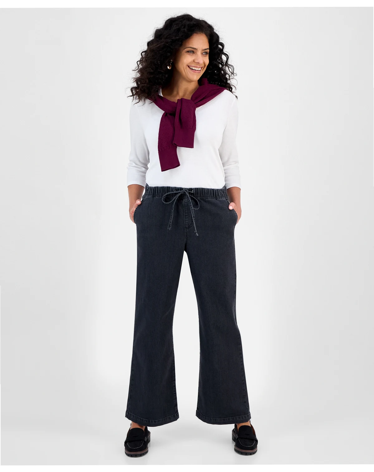 Women's Wide-Leg Pull-On Jeans, Macy's Exclusive