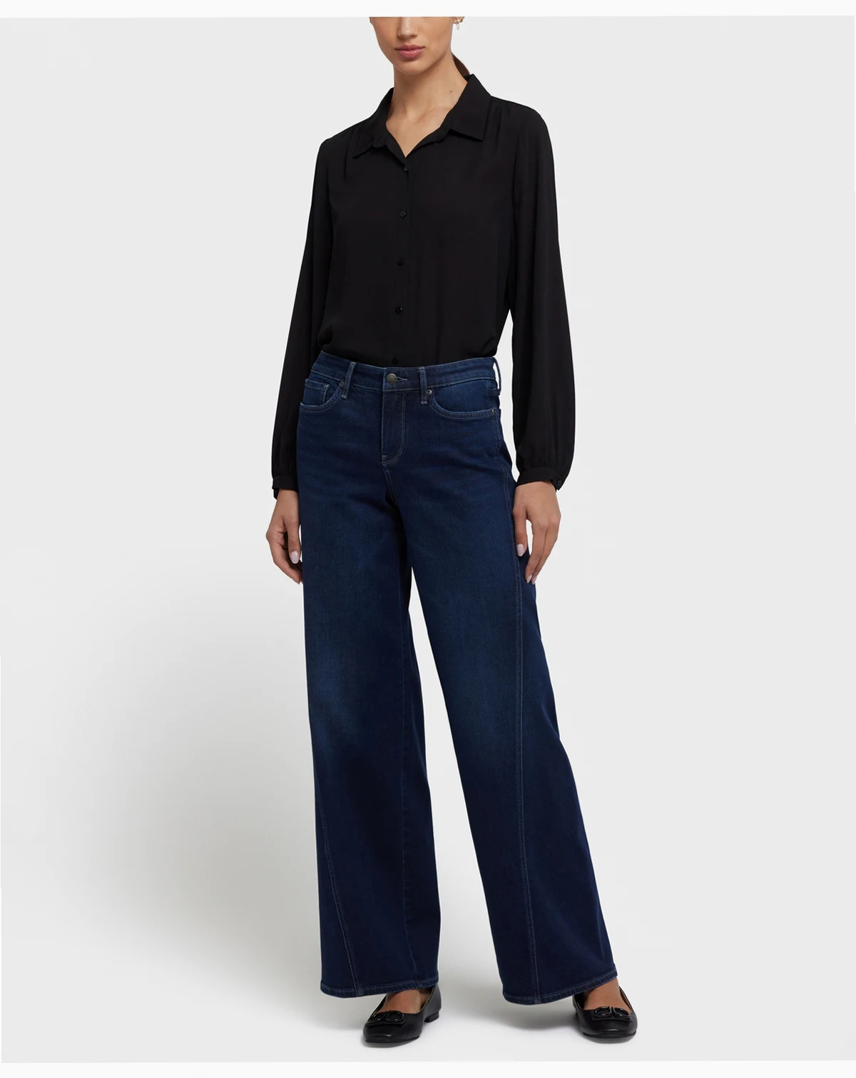Petite Teresa Wide Leg Contoured Seam Jeans