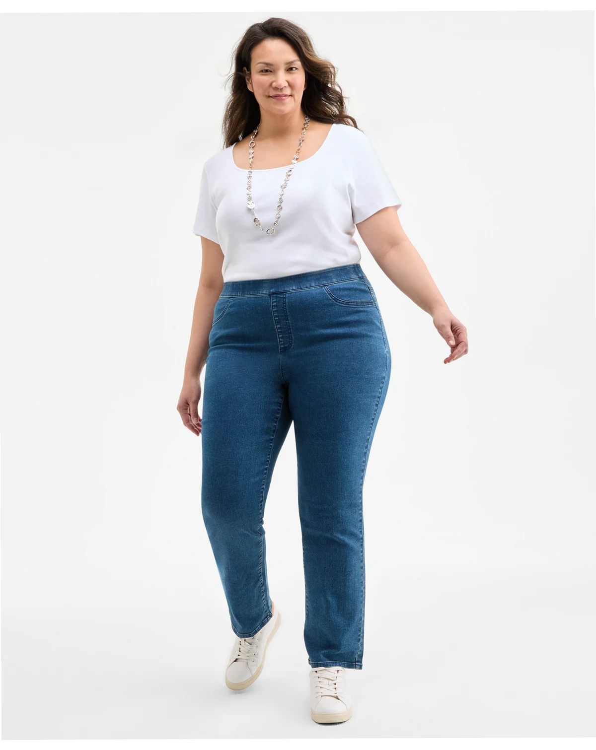 Plus Size Straight-Leg Pull-On Jeans, Exclusively at Macy's