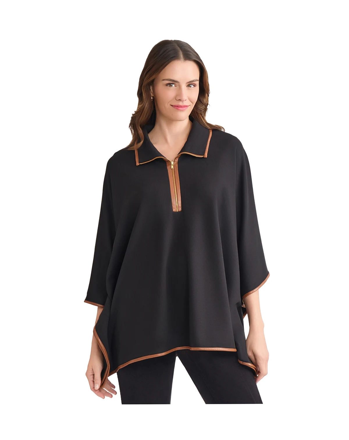 Women's Quarter Zipper Dakota V-Neck Poncho Jacket