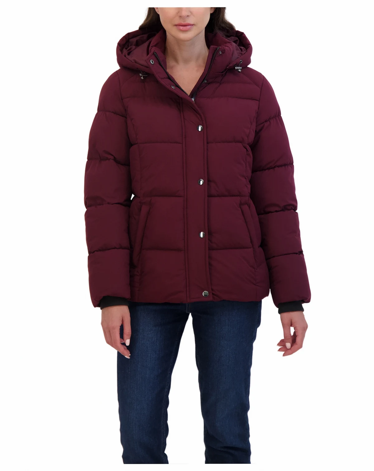 Women's Short Hooded Stretch Puffer Jacket