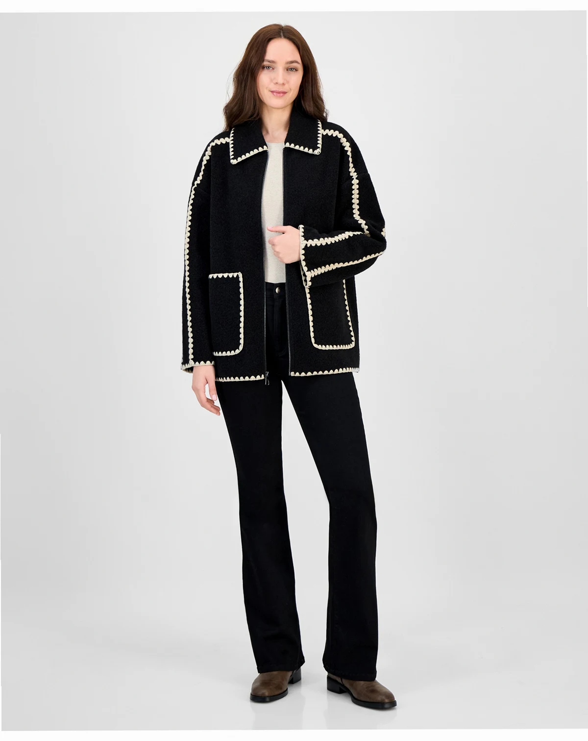 Women's Short Collared Zip Coat