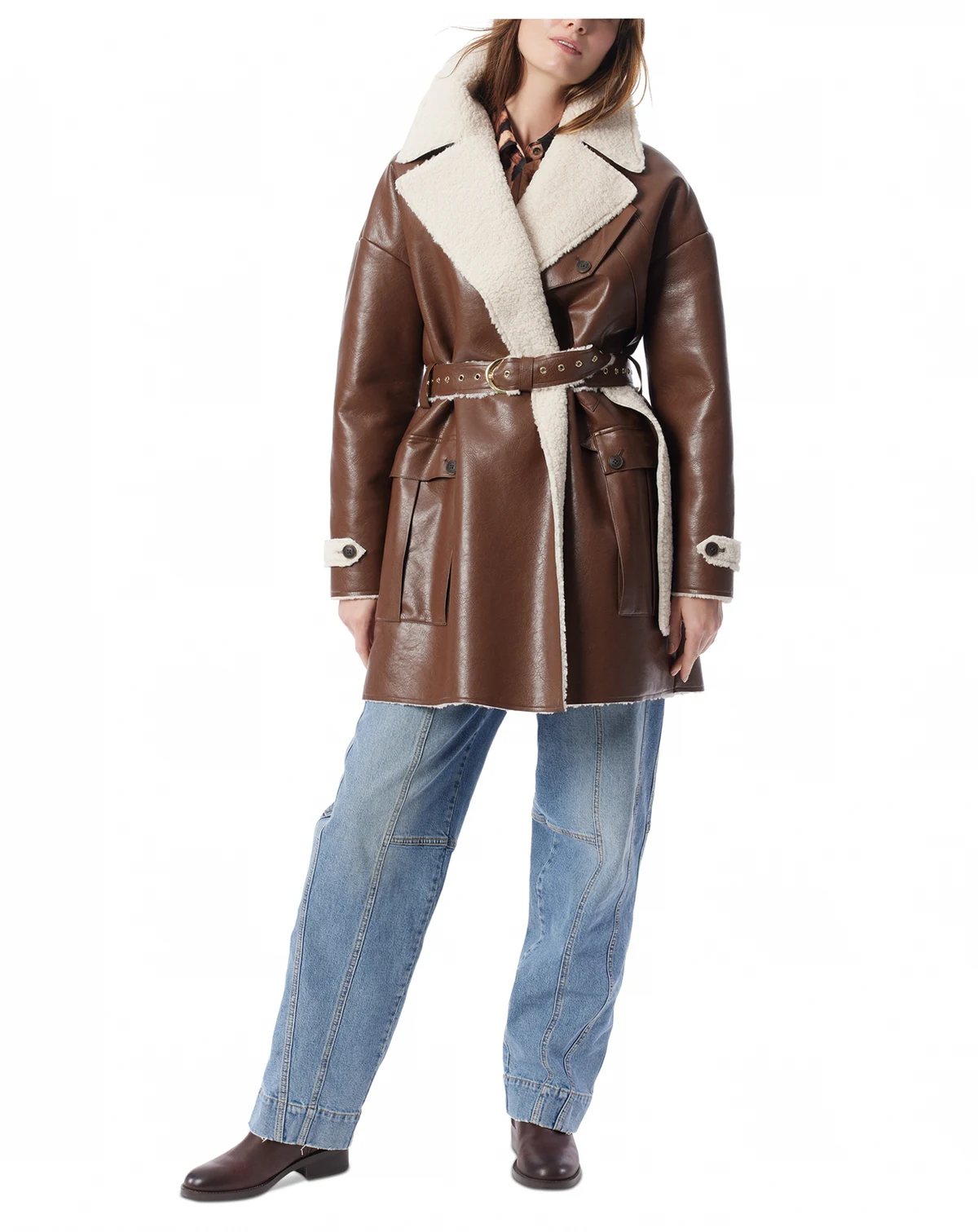 DO by Women's Irene Faux-Shearling Belted Coat