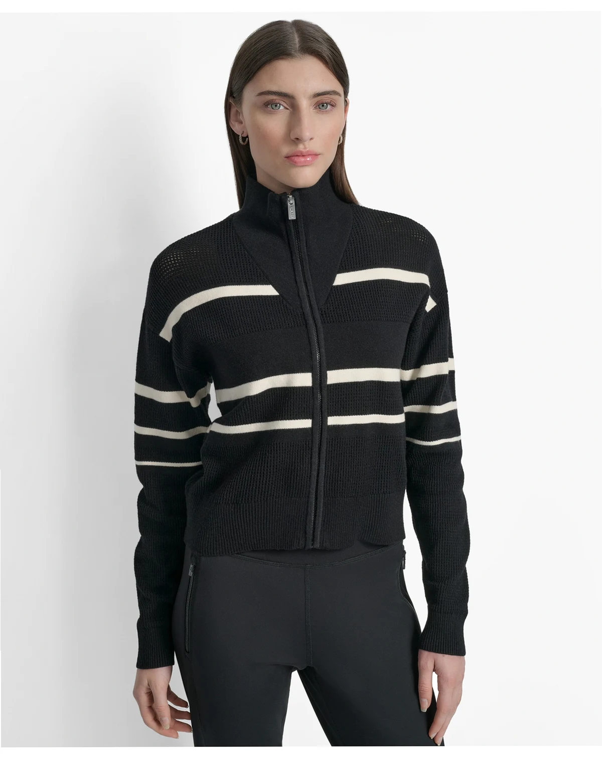 Women's Open Stitch Full Zip Stripe Jacket