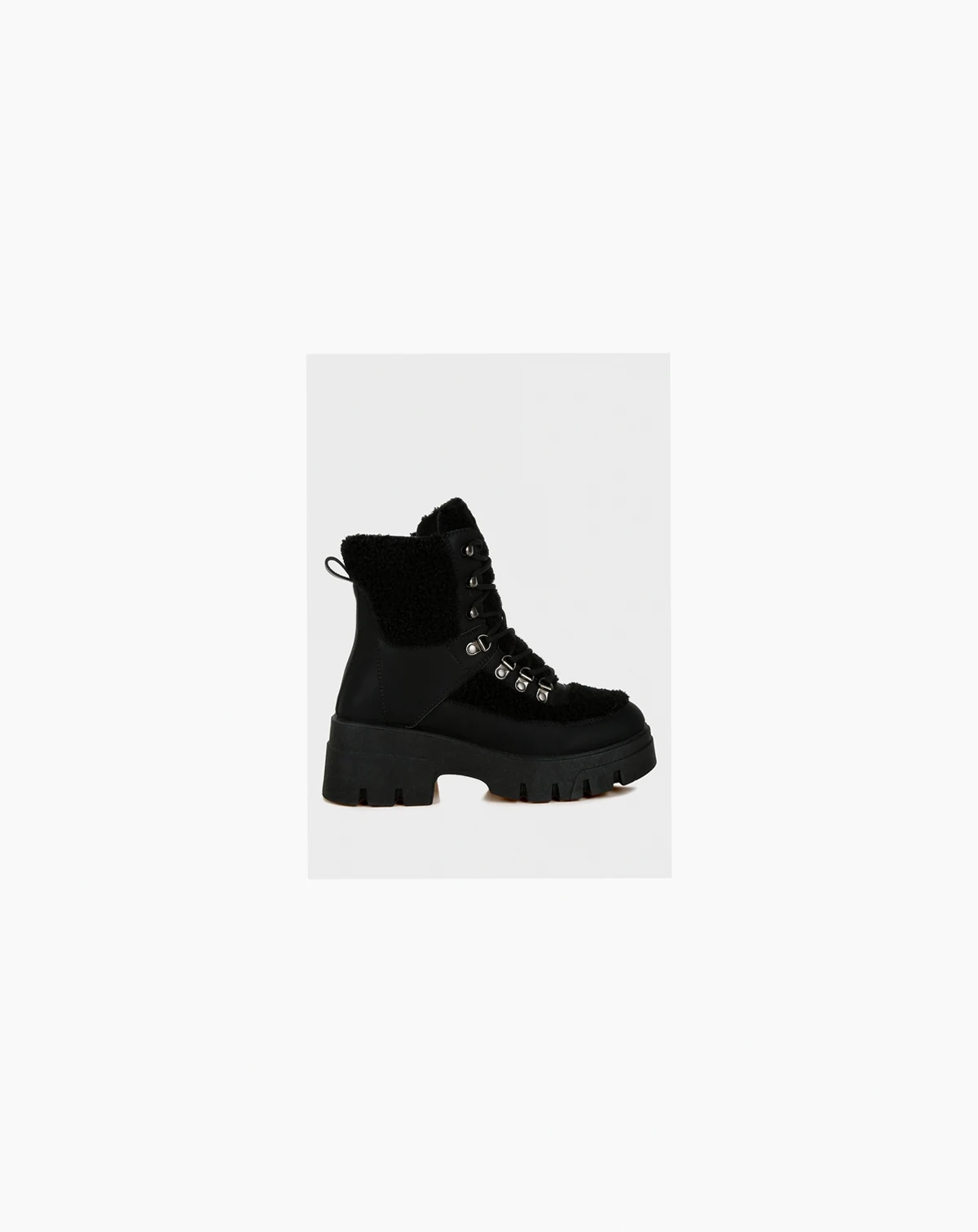 Womens Wellerman Faux Fur Detail Chunky Hiker Boots