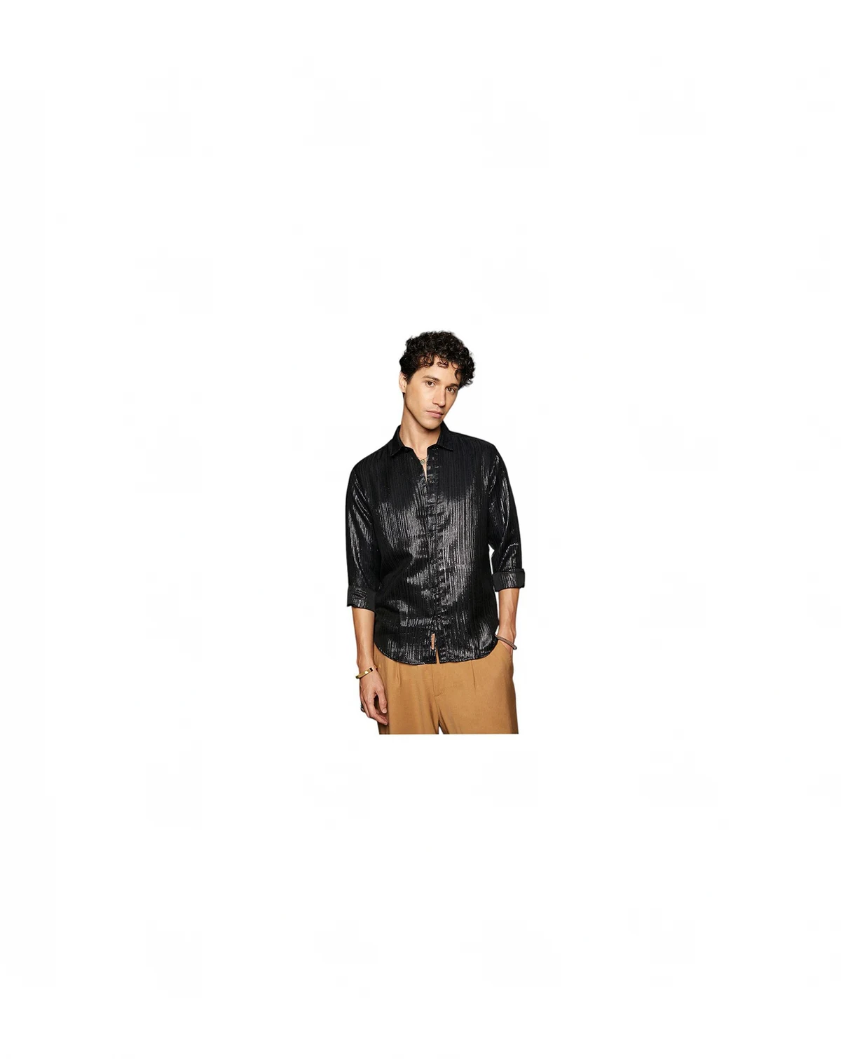 Men's Metallic Black Metallic Blushed Shirt