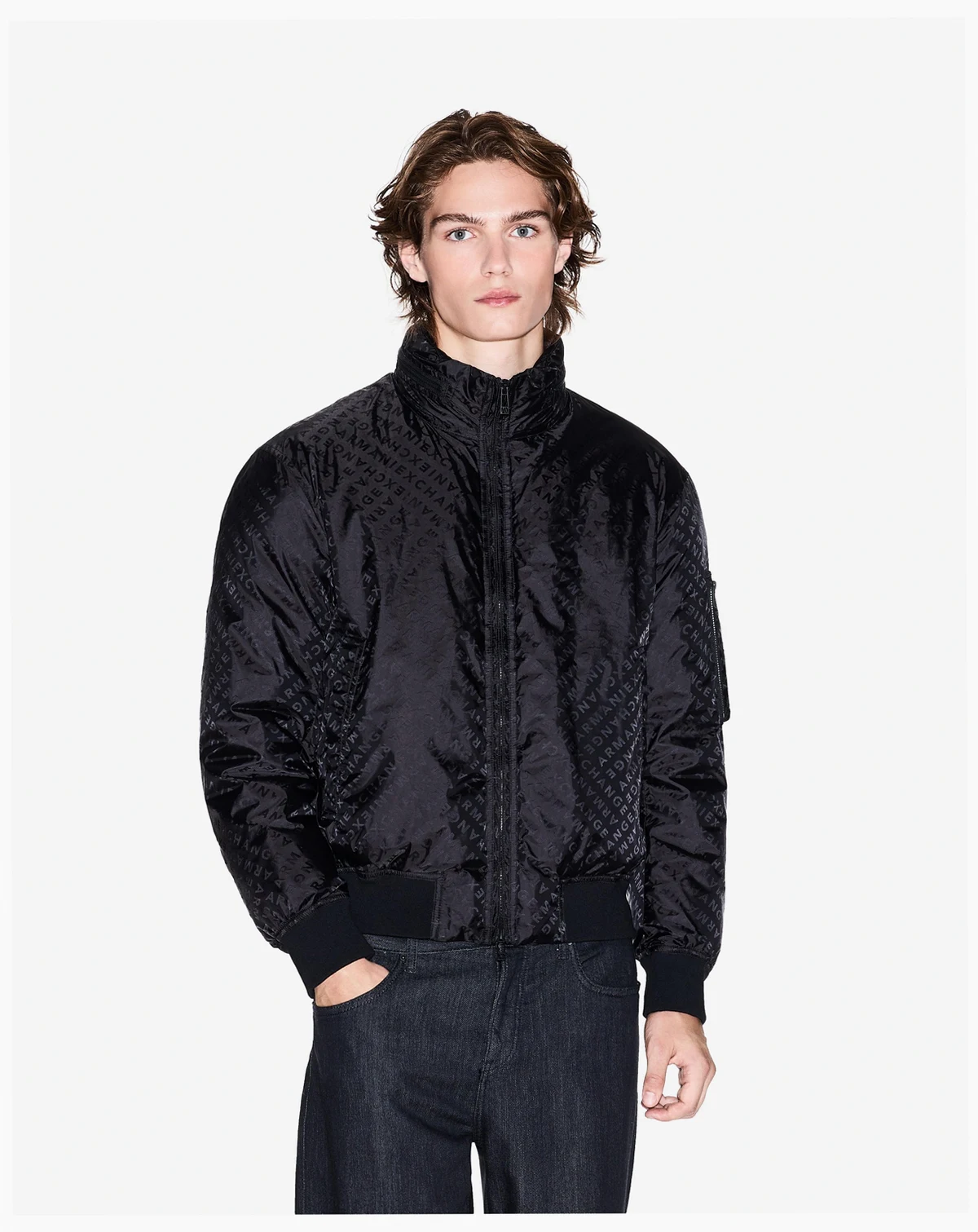 Men's Jacquard Allover Logo Hooded Jacket