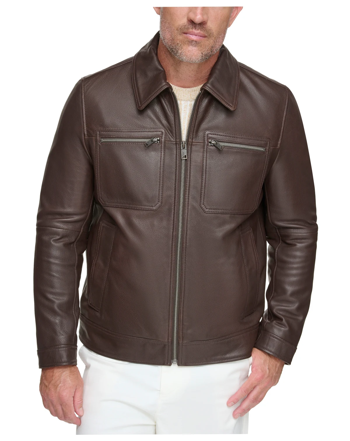 Men's Halen Pebbled Leather Trucker Jacket