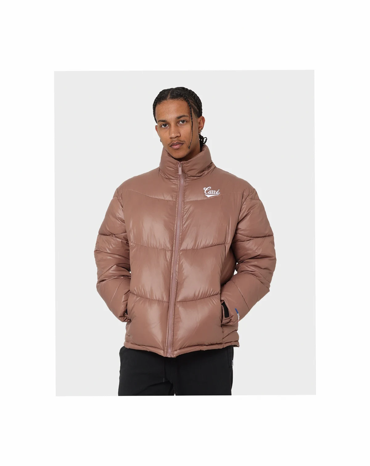Men's Wave Puffer Jacket, Brown - XXXLarge