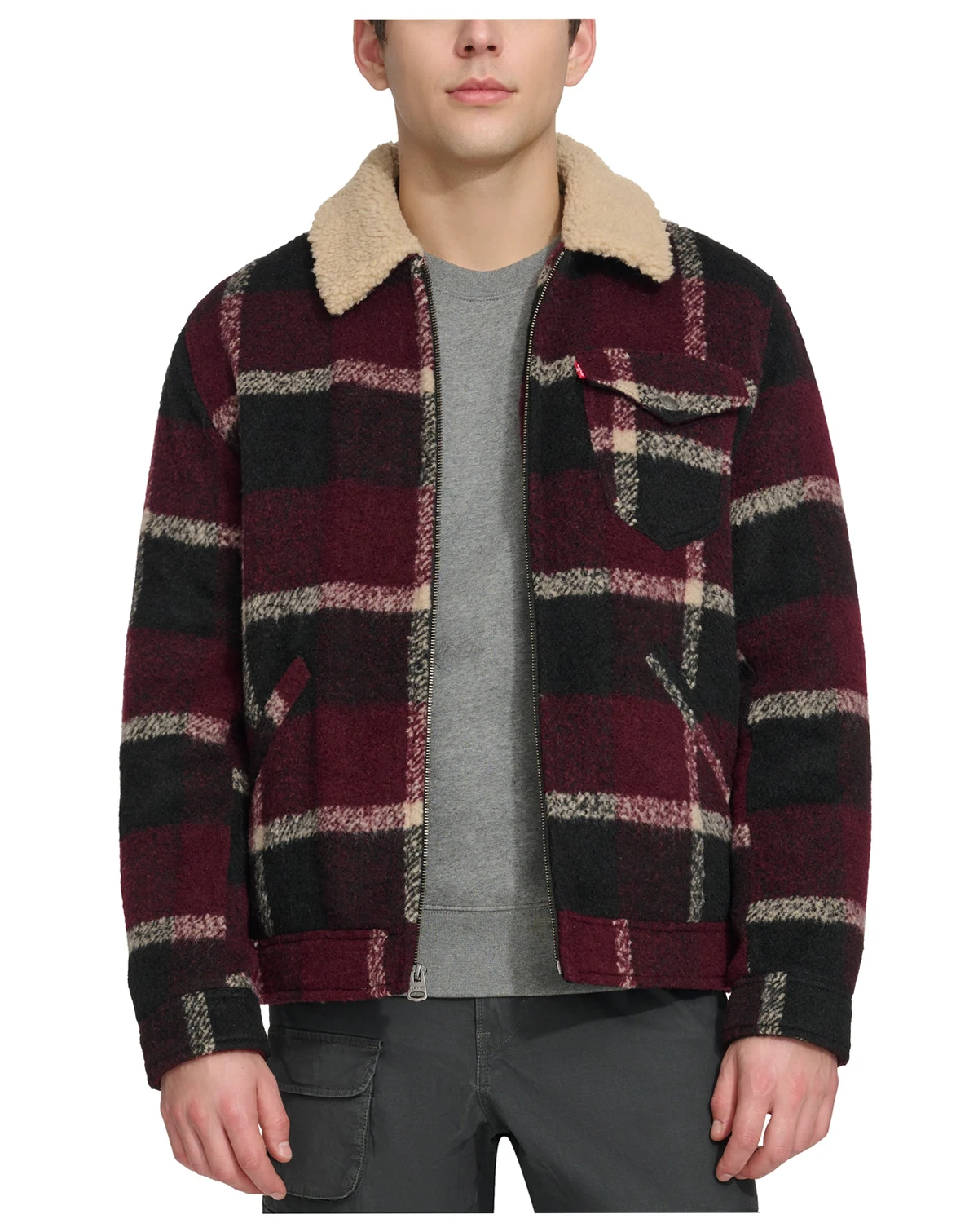 Men's Plaid Full-Zip Depot Jacket with Fleece Collar
