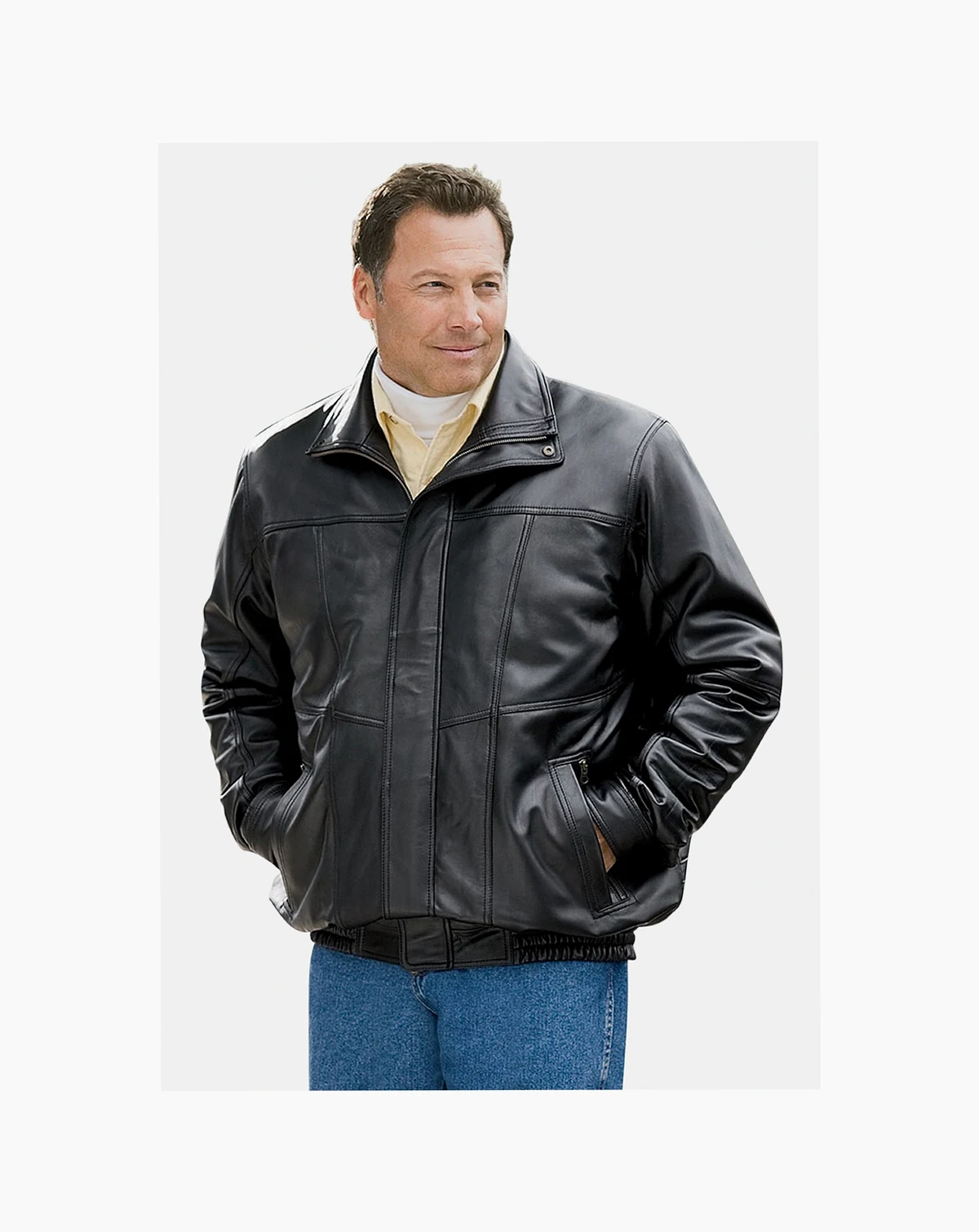 Big & Tall Leather Bomber Jacket