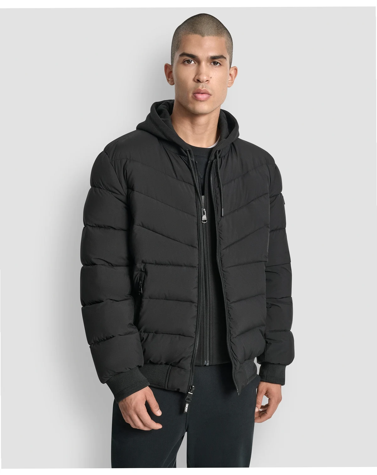 Men's Hooded Quilted Puffer Bomber Jacket