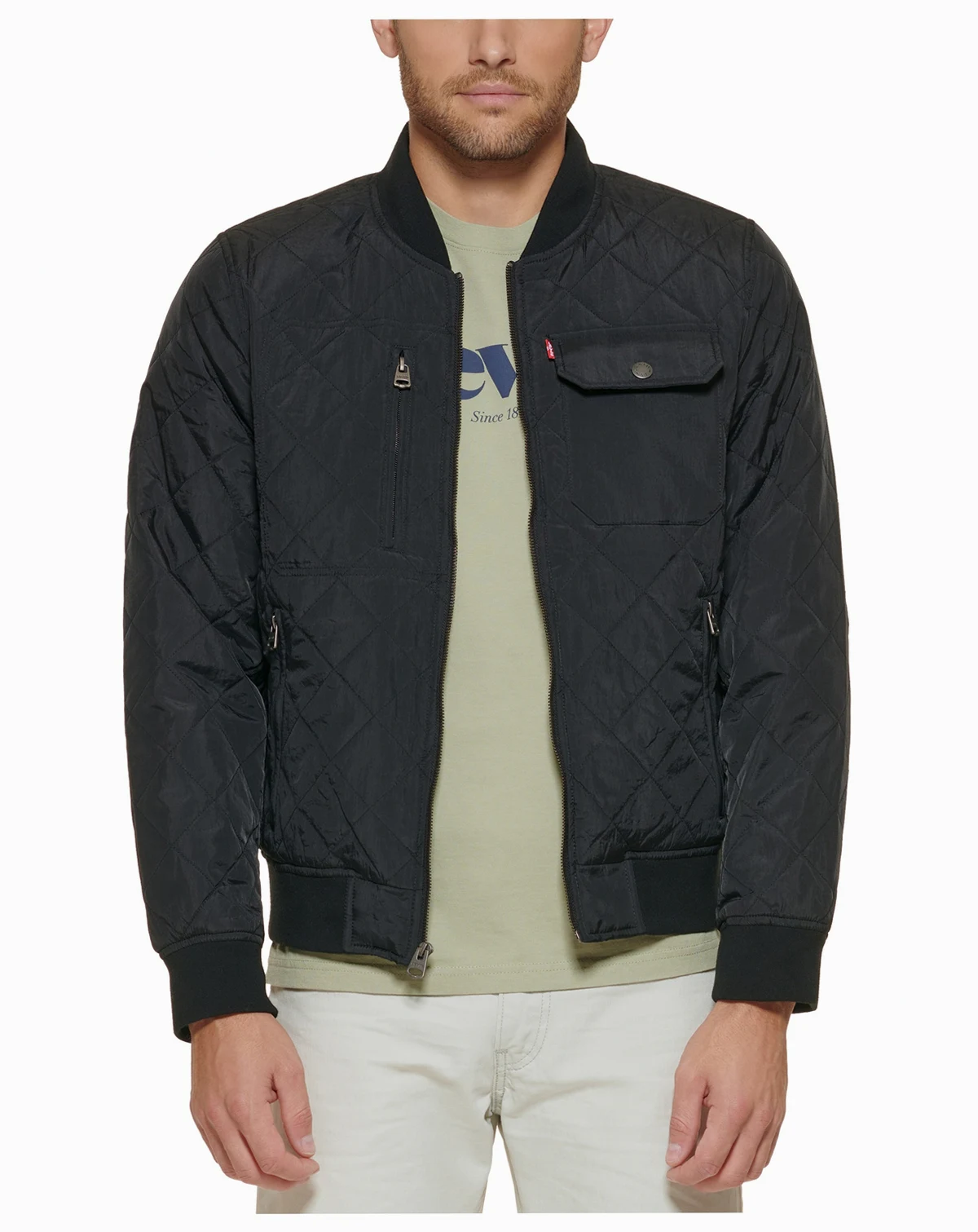 Men's Regular-Fit Diamond-Quilted Bomber Jacket